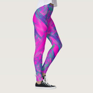 Funny Colourful Abstract Paint Pink Blue Turquoise Leggings