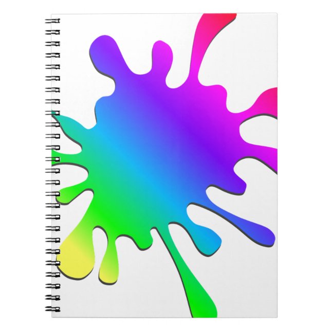 Funny Colourful Art Rainbow Paint Splatter Notebook (Front)