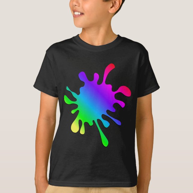 Funny Colourful Art Rainbow Paint Splatter T-Shirt (Front)