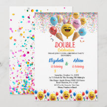 Funny Colourful Balloon Kids Double Joint Birthday