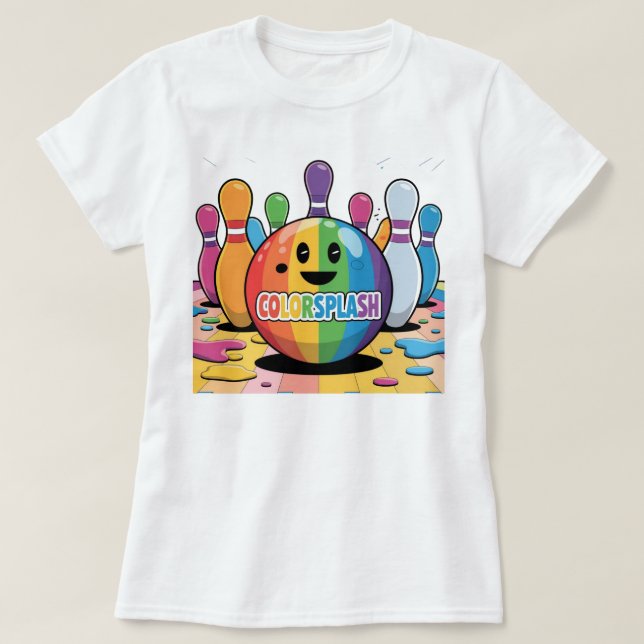 Funny Colourful Bowling, Hear The Ten Pin Laughing T-Shirt (Design Front)