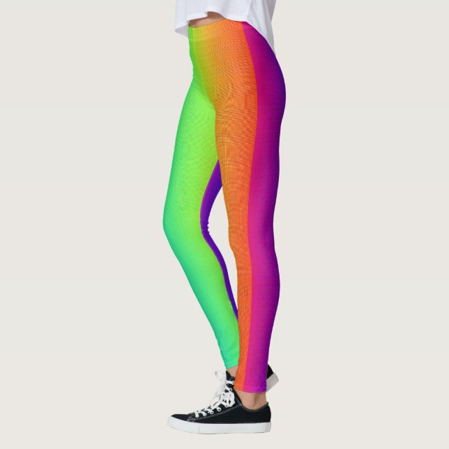 Funny Colourful Bright Rainbow Stripes Pattern Leggings (Left)