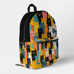 Funny Colourful Cartoon Cats Pattern Printed Backpack