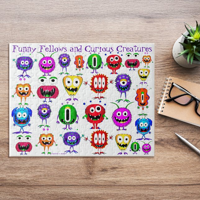 Funny, Colourful, Cartoon Monsters Jigsaw Puzzle (Whoa! Take a look at this most excellent cartoon monster jigsaw puzzle!)