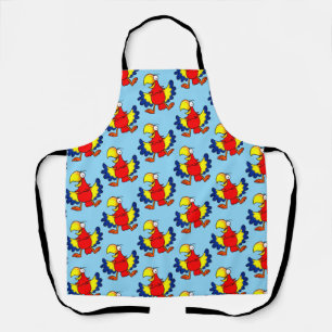 Funny Colourful Cartoon Parrot Bird Apron