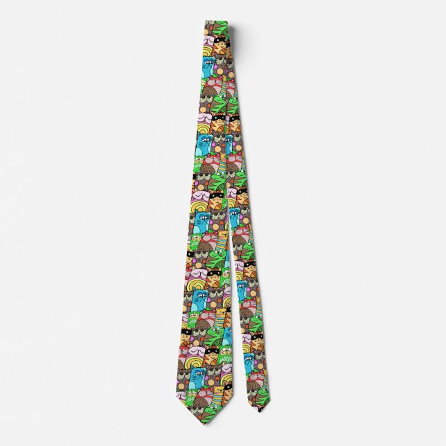 Funny Colourful Cats Tie (Front)