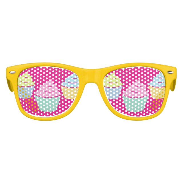 Funny colourful cupcake baking party shades (Front)