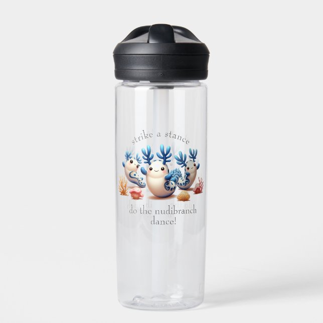 Funny Colourful Dancing Nudibranchs and Corals Water Bottle (Front)