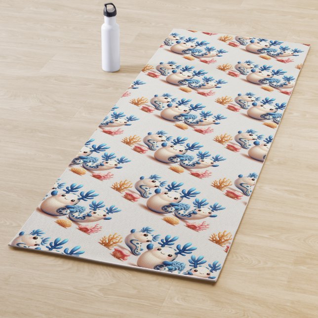 Funny Colourful Dancing Nudibranchs and Corals Yoga Mat (In Situ)