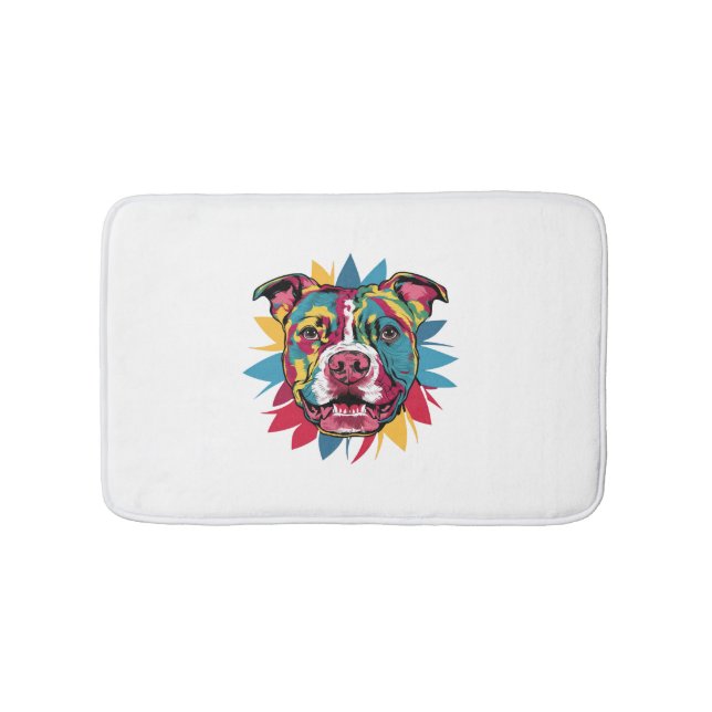 funny colourful dog pitbull bath mat (Front)