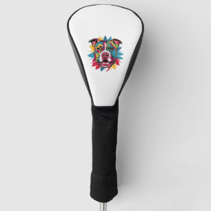 funny colourful dog pitbull golf head cover
