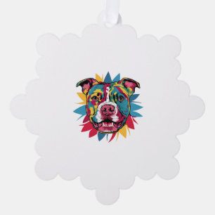 funny colourful dog pitbull ornament card