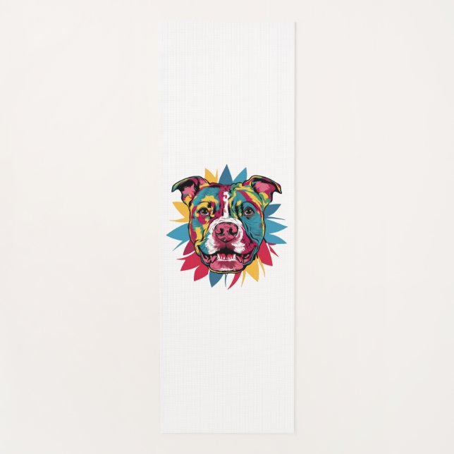 funny colourful dog pitbull yoga mat (Front)