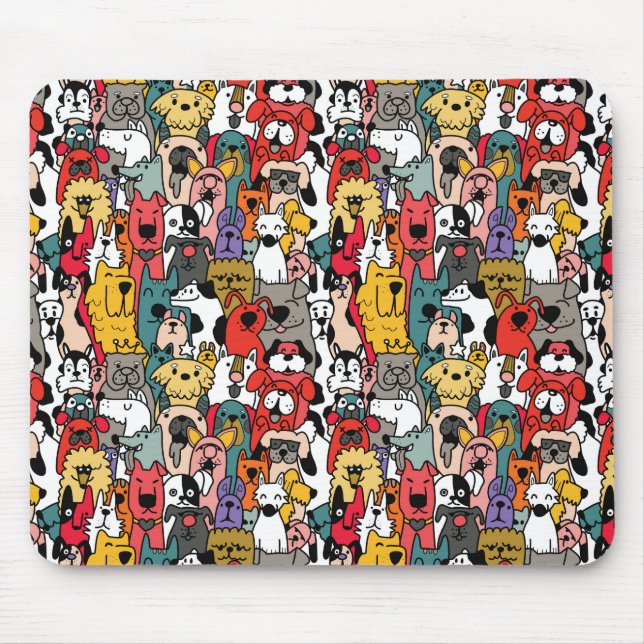 Funny Colourful Dogs Mouse Pad (Front)