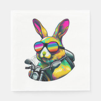 Funny Colourful Easter Bunny Graphic Design Napkin