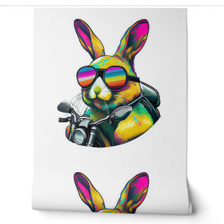 Funny Colourful Easter Bunny Graphic Design Wallpaper