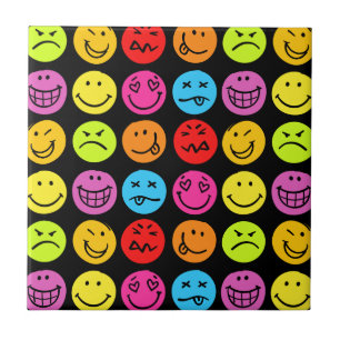 Funny Colourful Faces Tile