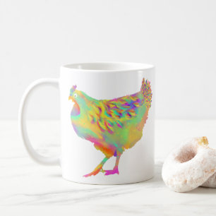 Funny Colourful Feathers Chicken Quirky Indie Art Coffee Mug