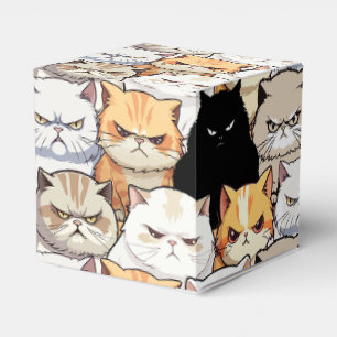 Funny Colourful Moody Cats Kitten doodle pattern Favor Box