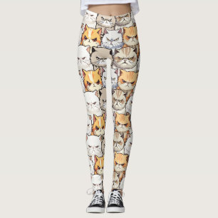 Funny Colourful Moody Cats Kitten pet Pattern Leggings