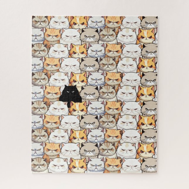 Funny Colourful Moody Meow Cats Kitten pet Pattern Jigsaw Puzzle (Vertical)