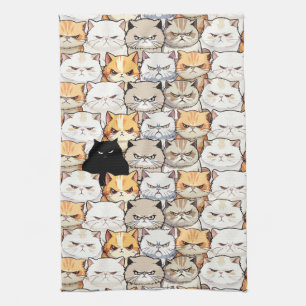 Funny Colourful Moody Meow Cats Kitten pet Pattern Kitchen Towel
