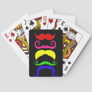 Funny Colourful Moustaches Pink Yellow Blue Green Playing Cards