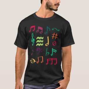 Funny Colourful Musical Notes Symbol Music Lovers T-Shirt