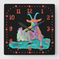 Funny Colourful Orange Screaming Goat Art Design