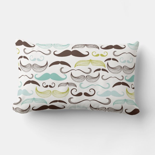 Funny Colourful Pattern for Moustache Lovers Lumbar Pillow (Front)