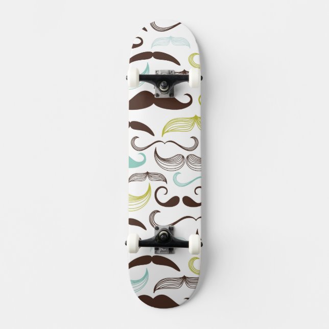 Funny Colourful Pattern for Moustache Lovers Skateboard (Front)