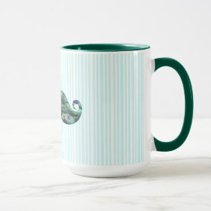 Funny  Colourful Peacock Feathers Moustache Mug