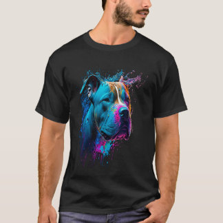 Funny Colourful Pit bull Terrier Dog Dad Mom Boy T-Shirt