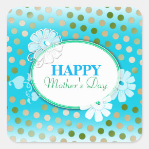 Funny Colourful Polka Dots for Mother’s Day Square Sticker