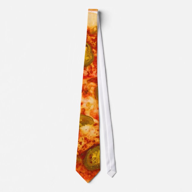 Funny Colourful Red Yellow Green Jalapeno Pizza Tie (Front)