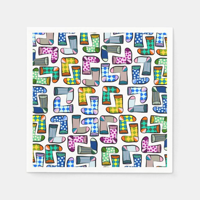 Funny colourful sock pattern napkin (Front)