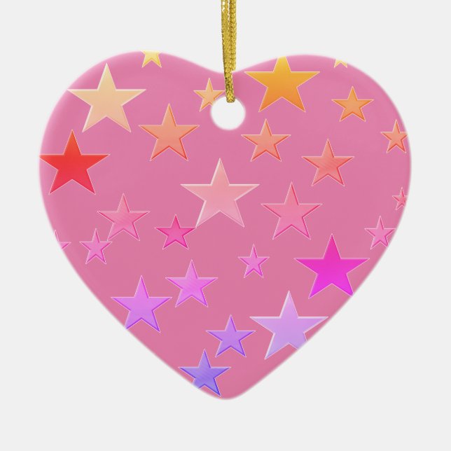 Funny, colourful stars ceramic ornament (Front)