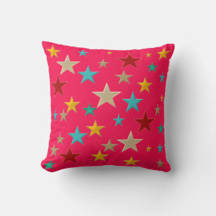 Funny, colourful stars throw pillow