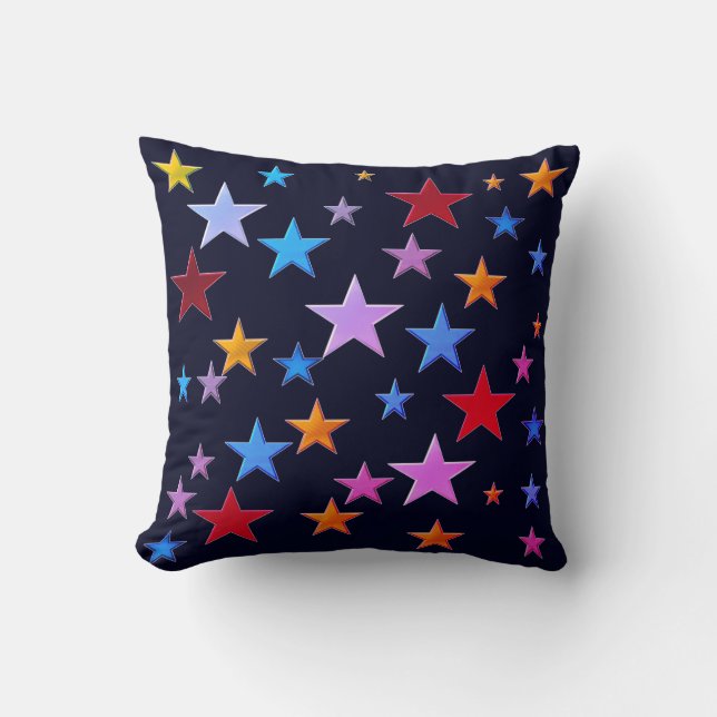 Funny, colourful stars throw pillow (Front)