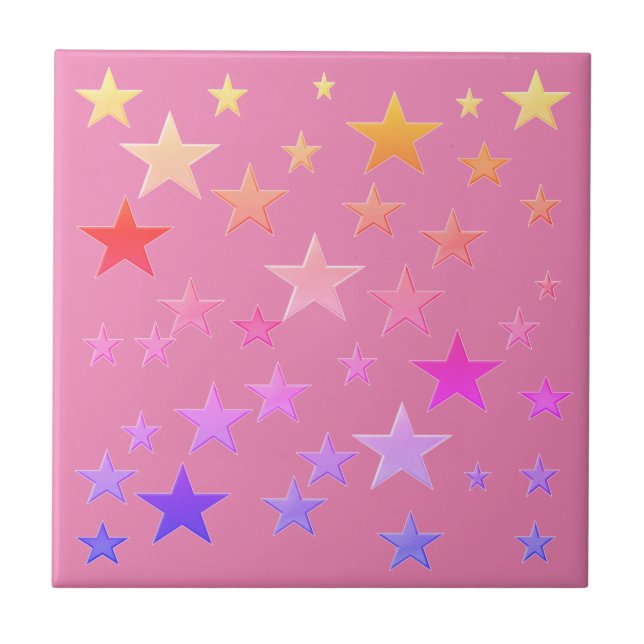 Funny, colourful stars tile (Front)