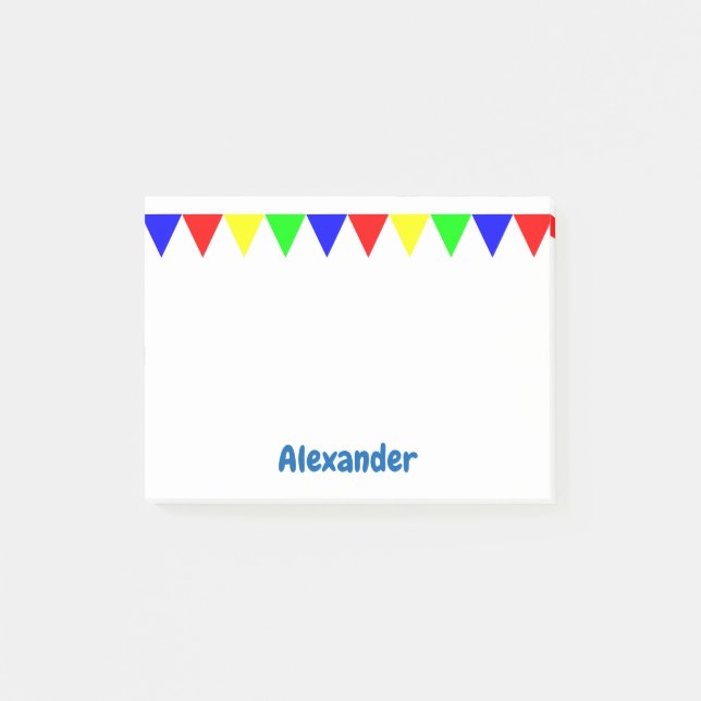 Funny Colourful Triangles Personalized Kids Name Post-it Notes (Front)
