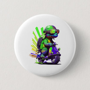 Funny Colourful Turtle On A Scooter Copy 2 Inch Round Button