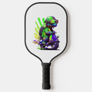 Funny Colourful Turtle On A Scooter Pickleball Paddle
