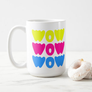 Funny colourful WOW Saying Simple Pink Blue yellow Coffee Mug