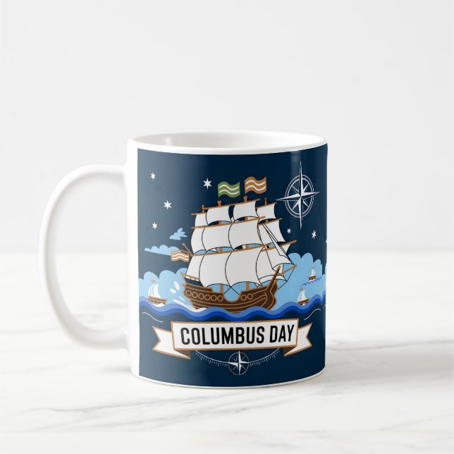 funny Columbus day gift Coffee Mug (Left)
