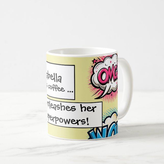 Funny Comic Book Action Words Speech Bubbles  Coffee Mug (Front Right)