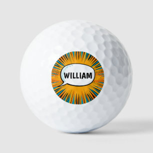 Funny comic book cool personalized name trendy  golf balls