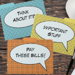 Funny Comic Book Word Bubble Bill Paying Organizer File Folder<br><div class="desc">Let's face it sometimes you need to grown up stuff like paying bills, thinking about what to do and other important stuff. Funny nerdy and retro comic book word thought bubble organizer folders to make your day brighter. Create your own monogrammed custom text file folders. Background colours can be changed...</div>