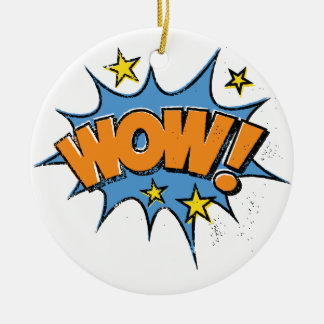 Funny Comic Cartoon Explosion with Nice WoW Text Ceramic Ornament