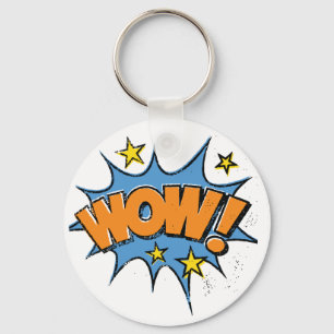 Funny Comic Cartoon Explosion with Nice WoW Text Keychain